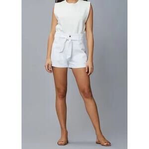 DL1961 Camile Paperbag High Waisted Premium Denim White Belted Shorts Size 30